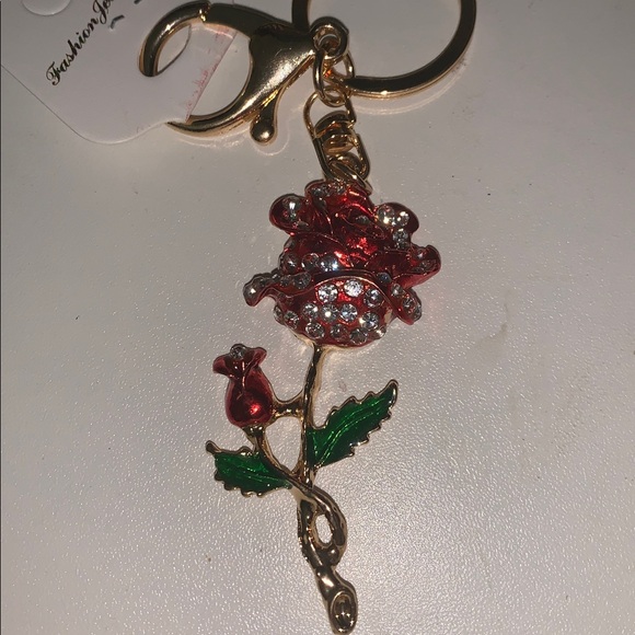 Crystal rose purse/bag charm Keychain - Picture 3 of 5